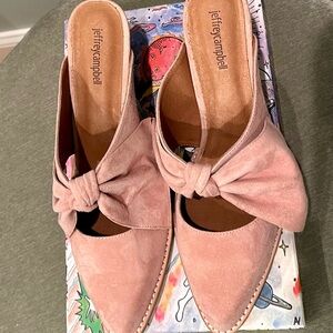 Jeffrey Campbell Blush Pink Suede Knotted Pointed-Toe Mule